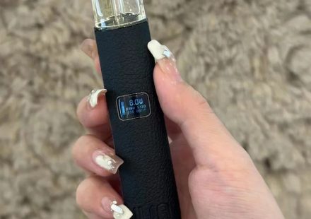 LANA皮革紋理電子煙主機的真實手持質感與極簡設計風格