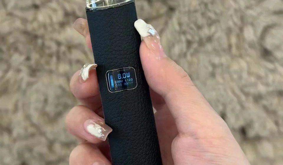 LANA皮革紋理電子煙主機的真實手持質感與極簡設計風格